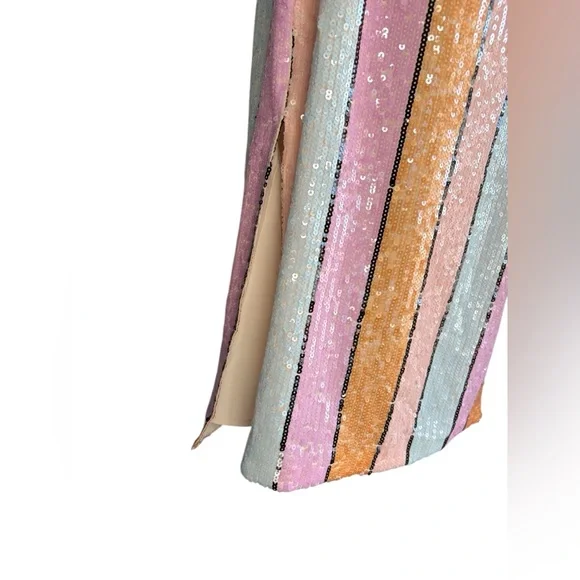 Gianni Bini Halson Multicolor striped Sequin Midi Dres Sz 0 NWT - Picture 11 of 11